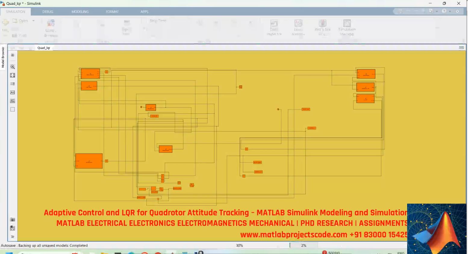 Adaptive Control and LQR for Quadrotor Attitude Tracking – MATLAB Simulink Modeling and Simulation